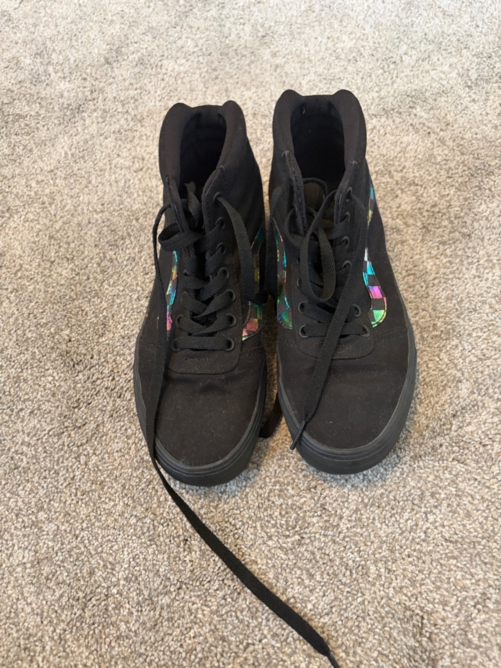 Vans Black High-Top Sneakers with Iridescent Side Accent